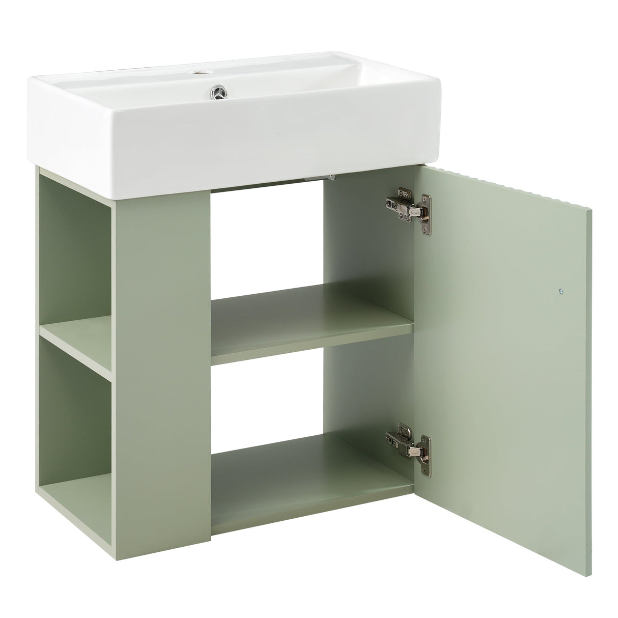 21.6 Inch Modern Floating Bathroom Vanity with Ceramic Basin
