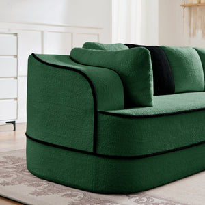 Elysees Left Chaise Sofa W/Pillows Teddy Fabric - Green