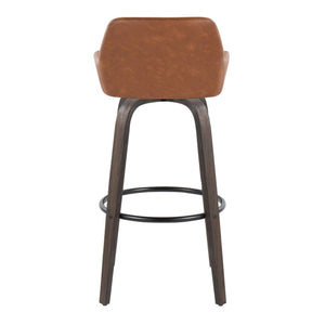 Daniella - Contemporary Fixed Height, Barstool With Swivel With Round Footrest (Set of 2)