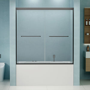 Double Sliding Bathtub Shower Door, Semi Frameless Bypass