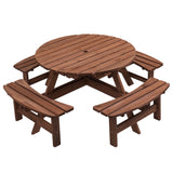 8 Person Wooden Picnic Table Outdoor Camping Dining Table with Seat