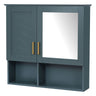 2 In 1 Wall-Mounted Mirror Cabinet with Adjustable Shelves - White, Blue, Black