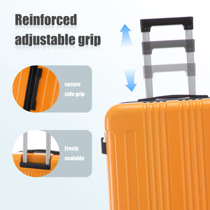 3-Piece ABS Spinner Wheel Luggage Set in Black and Orange