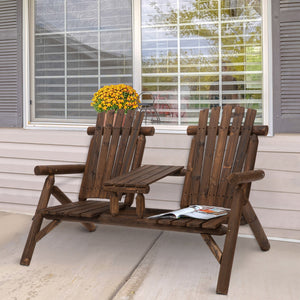 Outsunny 2-Seat Wooden Adirondack Chair
