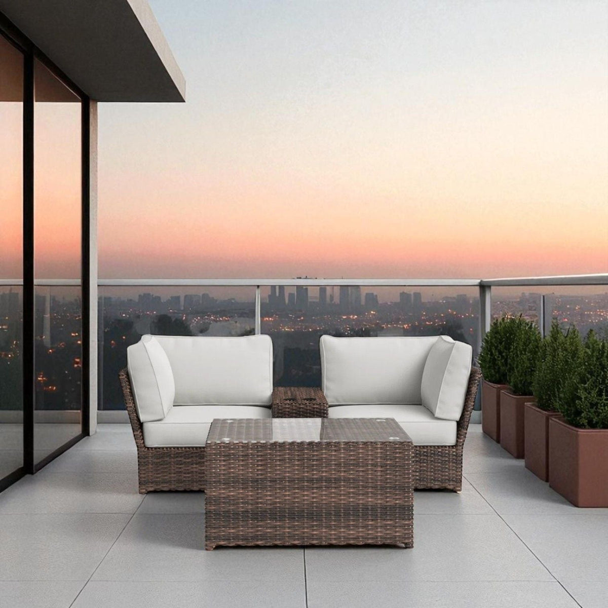 Comfortable Modern Patio Rattan Sectional Set With Cushions