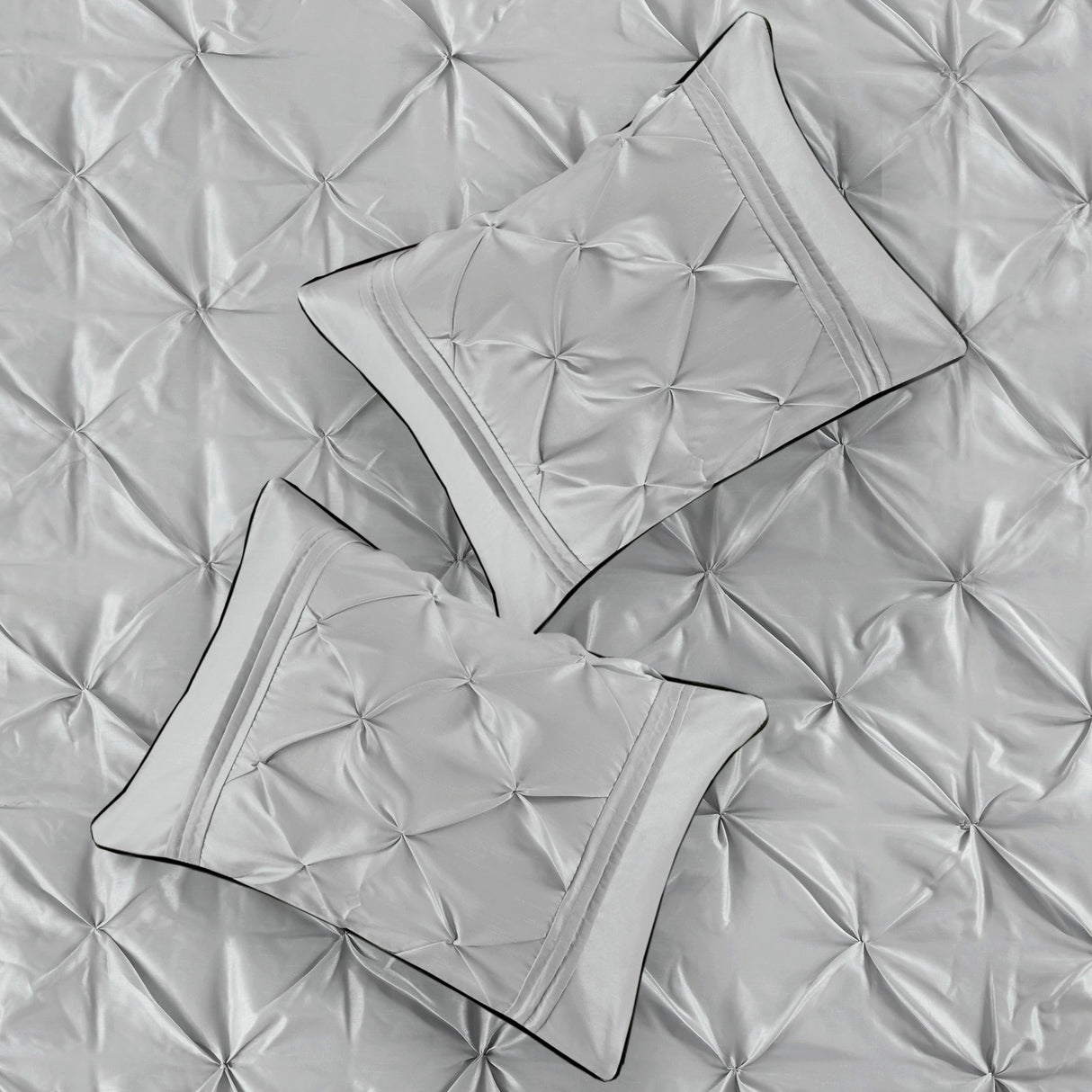 7-Piece King 100% Polyester Pieced Pleated Tufted Comforter Set