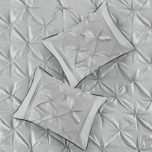 7-Piece King 100% Polyester Pieced Pleated Tufted Comforter Set