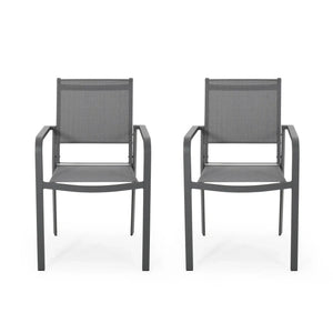 Waterfal Outdoor Aluminum Dining Chair With Seat (Set of 2)