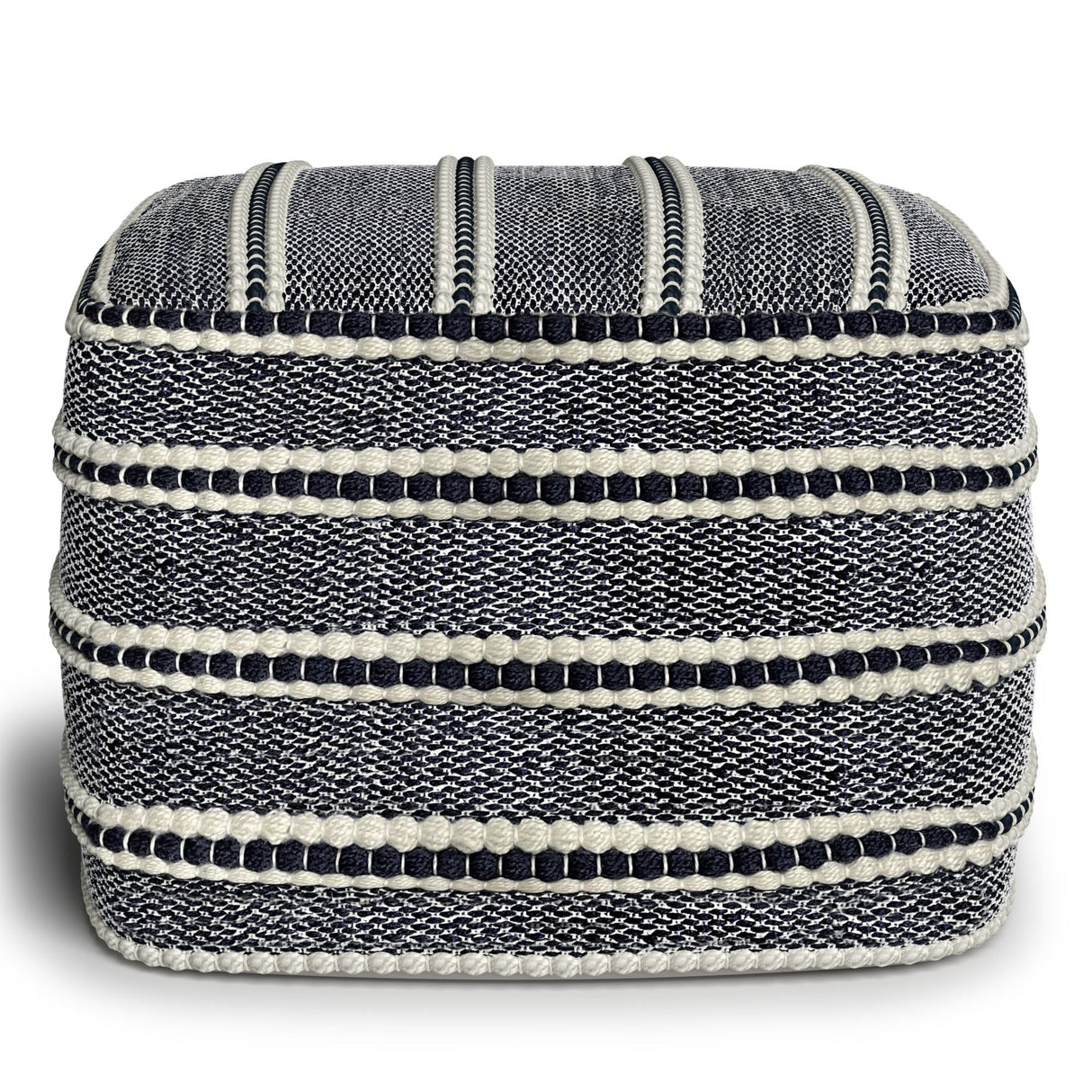 Corrie - Square Outdoor / Indoor Pouf - Navy / White
