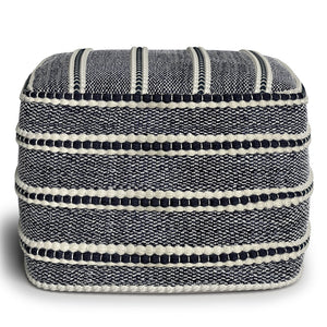 Corrie - Square Outdoor / Indoor Pouf - Navy / White