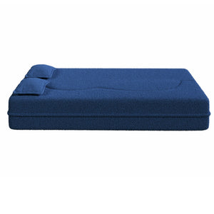 Modern Floor Sofa with 2 Pillows, Convertible Teddy Fabric Foam Filled Bed