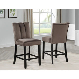 Upholstered Counter Height Chair For Dining Room (Set of 2) - Black / Brown