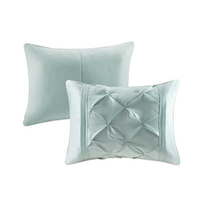 7 Piece Tufted Comforter Set Seafoam Queen