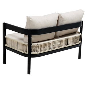 U_Style Multi-Person Outdoor Iron Sofa Set with Rattan Decoration