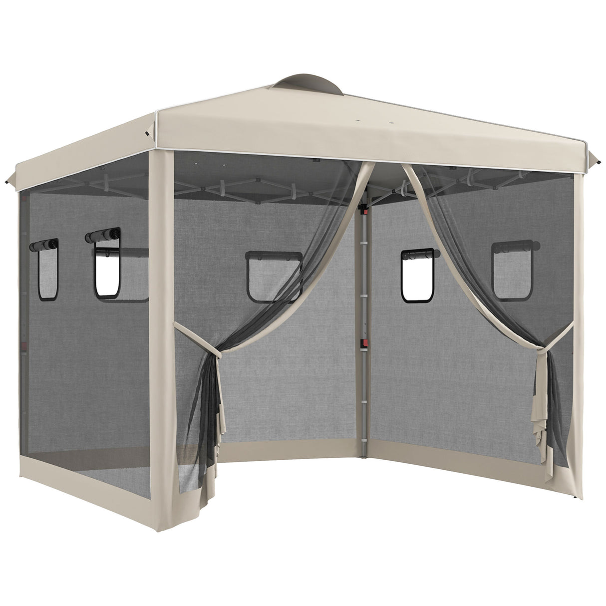 Outsunny 10' x 10' pop up canopy tent with netting, instant screen house room, uv-resistant sun shelter, height adjustable with windows, and carry bag for outdoor, garden, patio