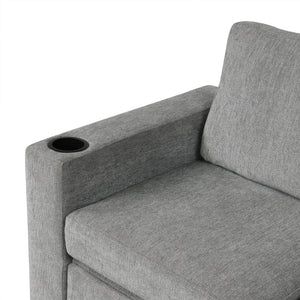Sectional Sofa Convertible Pull-Out Bed With Storage Ottoman & USB Ports