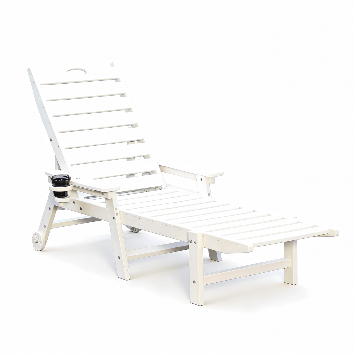 HDPE Chaise Lounge Chair Outdoor, Pool Lounge Chairs with 4-Position Adjustable Backrest, Supports Up to 360 LBS for Patio Poolside Deck Beach Backyard (white)
