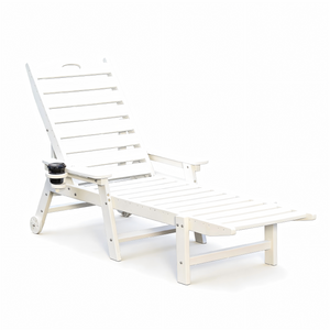 HDPE Chaise Lounge Chair Outdoor, Pool Lounge Chairs with 4-Position Adjustable Backrest, Supports Up to 360 LBS for Patio Poolside Deck Beach Backyard (white)
