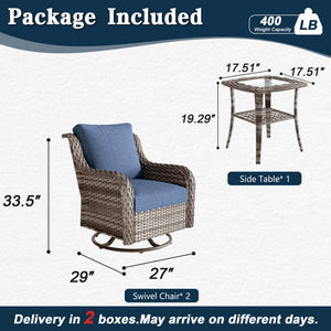 JB Two Swivel Chairs and Side Table