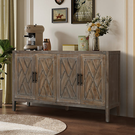 60-inches-modern-farmhouse-accent-cabinet-with-4-doors-(antique-brown)-Buffets