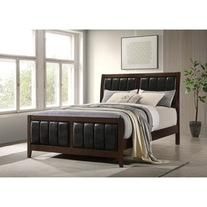 Queen Panel Bed With Upholstered Headboard And Footboard - Brown