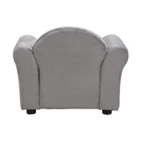 Kids Gray Velvet Upholstered Chair with Ottoman