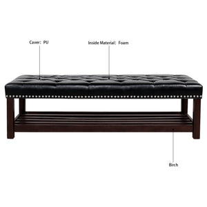 Bedroom End Of Bed Bench Tufted Upholstered End Of Bed Bench End Of Bed Entrance Shoe Bench With Nailhead Trim And Shelf Bedroom Upholstered Bench Living Room Shoe Rack Footstool