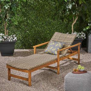 Hampton Outdoor Chaise Lounge With Adjustable Backrest - Natural