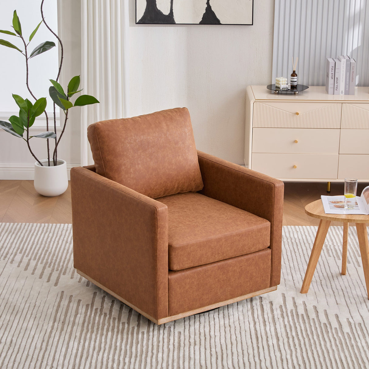 Thornfield Upholstered Square Swivel Accent Chair