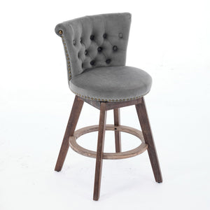 26" Counter Height Bar Stools with 360° Swivel - Gray