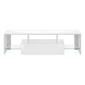 TV Stand, Console, Media Entertainment Center, Storage Cabinet, Glossy Contemporary & Modern - White