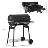 Outsunny 30' Portable Barrel Charcoal BBQ Grill Steel Outdoor Smoker