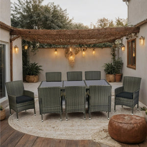 9 Piece Outdoor Patio Wicker Dining Set