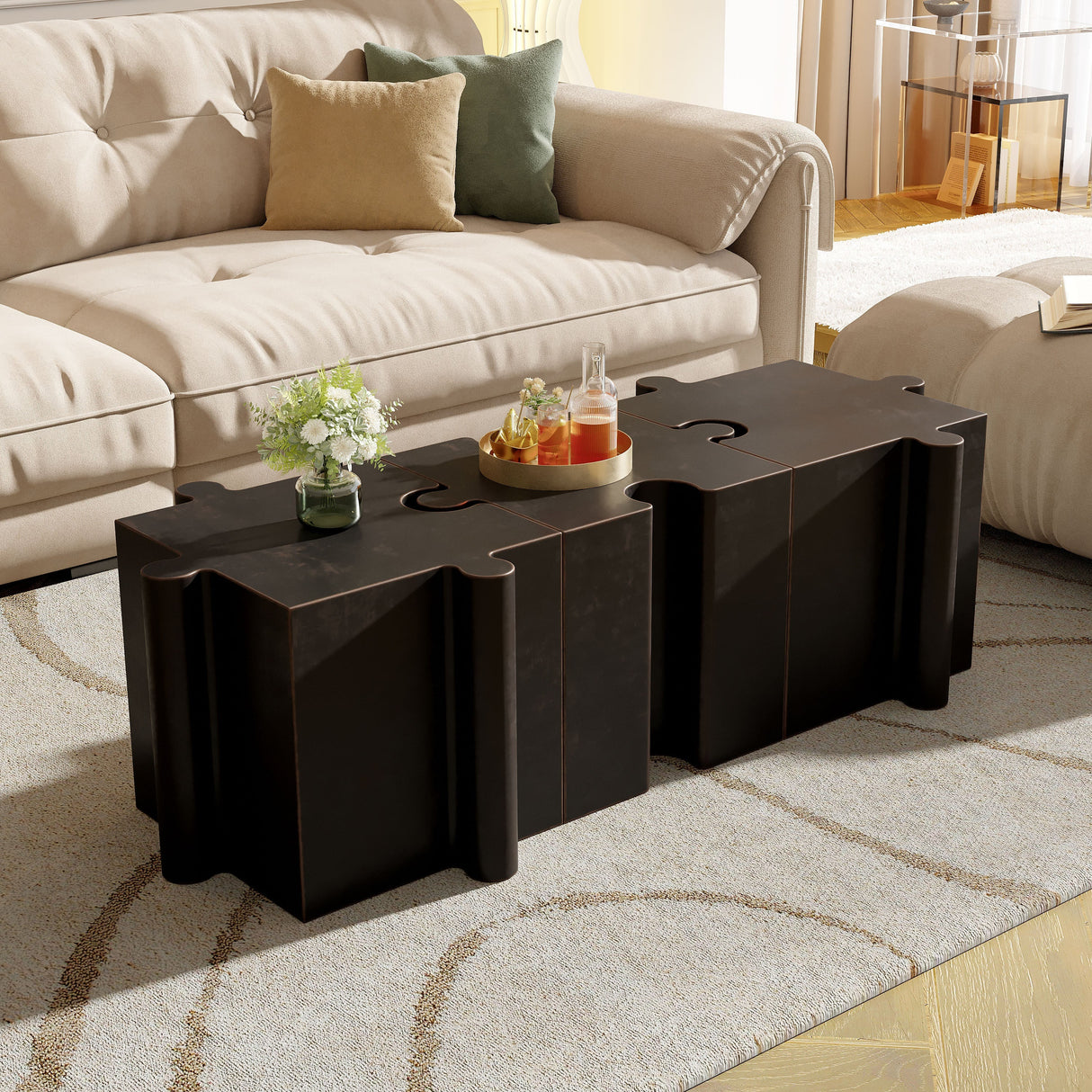 3-Piece Artistic Puzzle Table Set