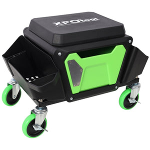 Heavy Duty Mechanic Stool With Wheels And Soft Rubber Cushion And 330Lbs Capacity - Green