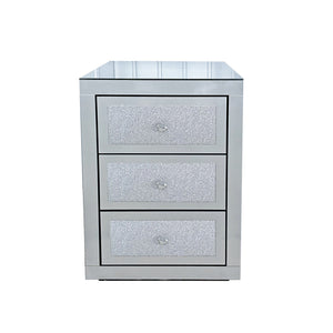3-Drawer Mirrored Nightstand Bedside Table