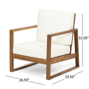 Nexusia Outdoor Acacia Wood Club Chair With Slat Design