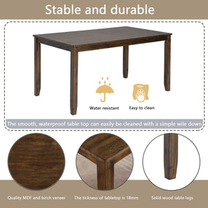 6 Pieces Kitchen Dining Set, Rectangular Wooden Dining Table With 4 Chairs And A Bench
