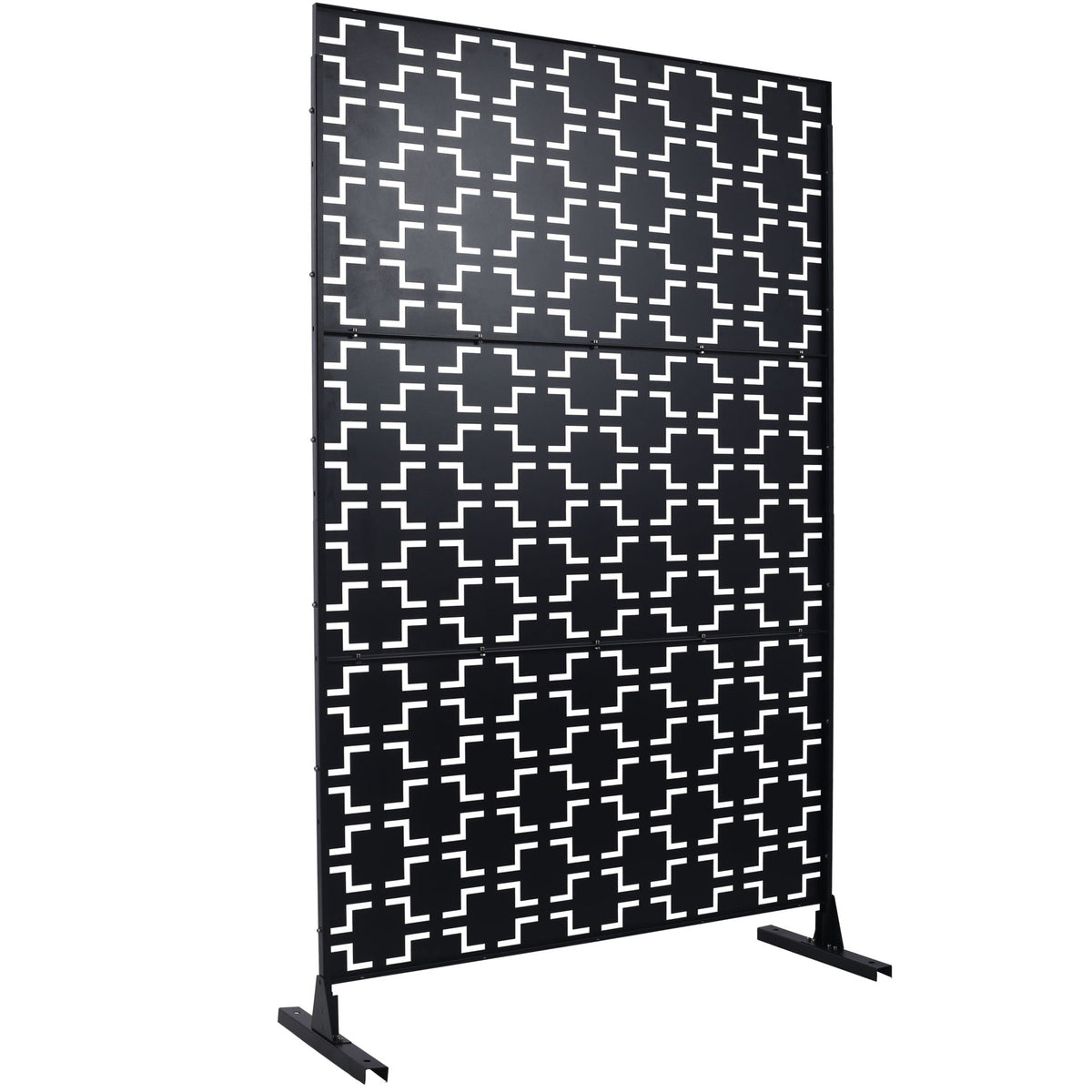 Outdoor / Indoor Privacy Screen Metal Privacy Screen, Freestanding Decorative Privacy Screen For Deck Balcony Patio - Black