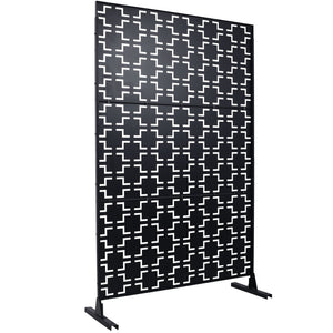 Outdoor / Indoor Privacy Screen Metal Privacy Screen, Freestanding Decorative Privacy Screen For Deck Balcony Patio - Black