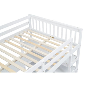 Loft Bed With Storage Shelves And Under Bed Desk