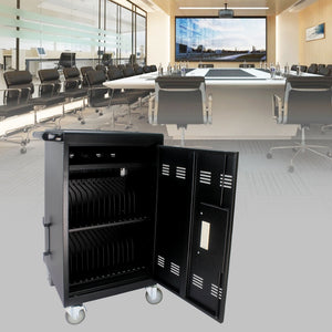 Mobile Charging Cart and Cabinet for Tablets and Laptops - 30 Device Capacity