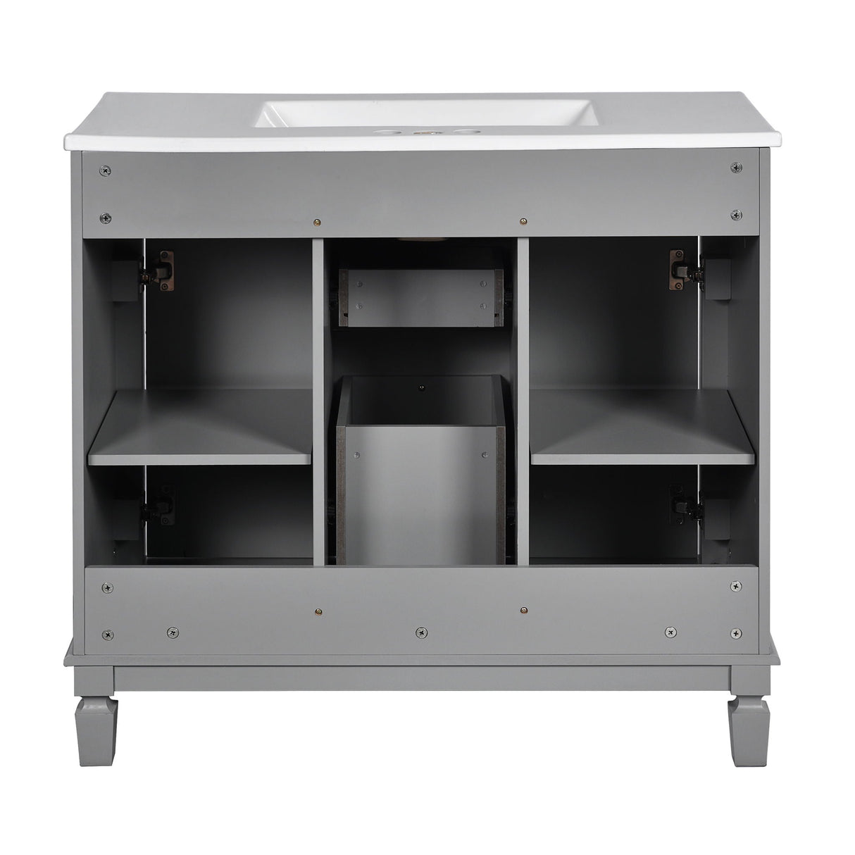 Bathroom Vanity With Top Sink, Mirror Cabinet, 2 Soft Closing Doors & 2 Drawers