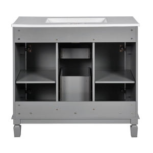 Bathroom Vanity With Top Sink, Mirror Cabinet, 2 Soft Closing Doors & 2 Drawers