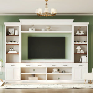 Farmhouse 4-Piece Entertainment Center with Bookshelf for TVs Up to 70"