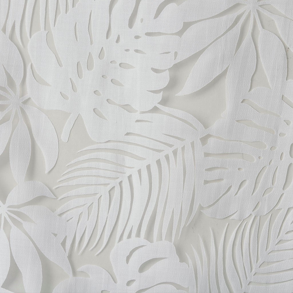 Palm Leaf Burnout White Sheer Window Curtain 50x95