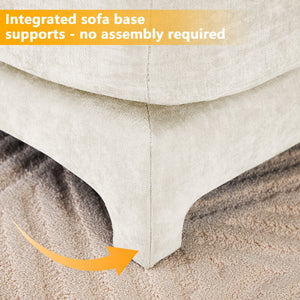 Elegant Four-Seater Sofa with Movable Ottoman and Lumbar Pillow