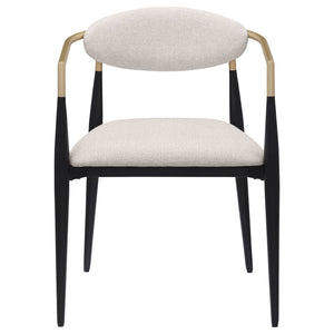 Bradbury Fabric Upholstered Dining Arm Chair Beige (Set of 2)