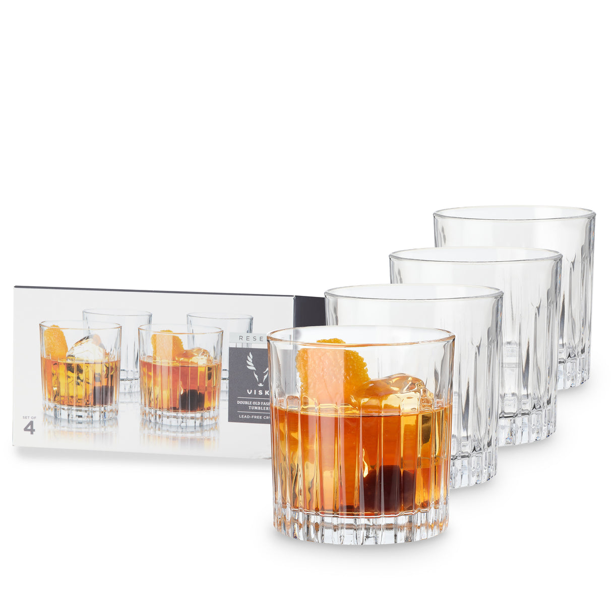 Reserve Milo Crystal Rocks Glasses By Viski (set of 4)