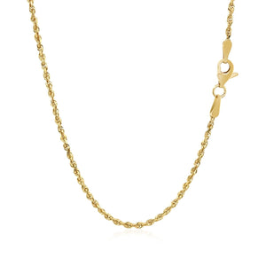 2.0mm 10k Yellow Gold Solid Diamond Cut Rope Chain
